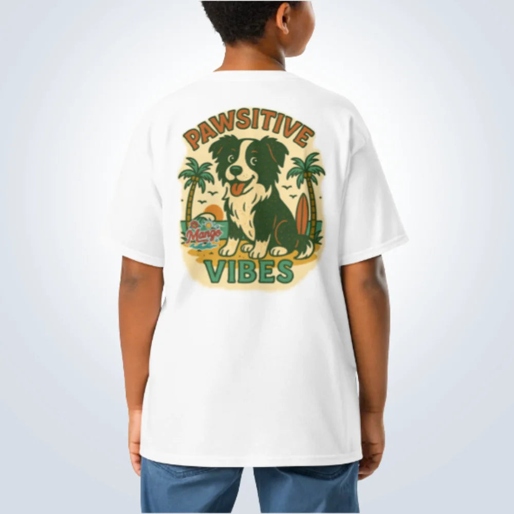 Pawsitive Vibes Border Collie T-Shirt – White – Back View