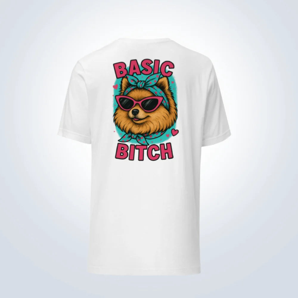 Basic Bitch Pomeranian T-Shirt – White – Back View