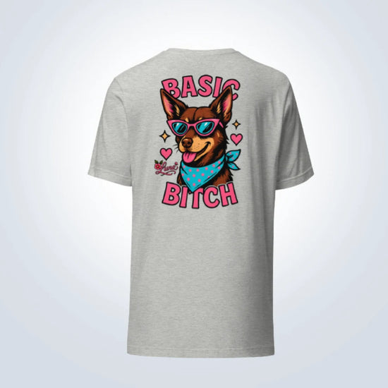 Basic Bitch Kelpie Personalised T-Shirt – Grey – Back View