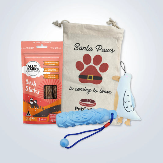 Christmas Stocking Filler Gift Set for Large Dogs with treats, toys and Christmas gift bag