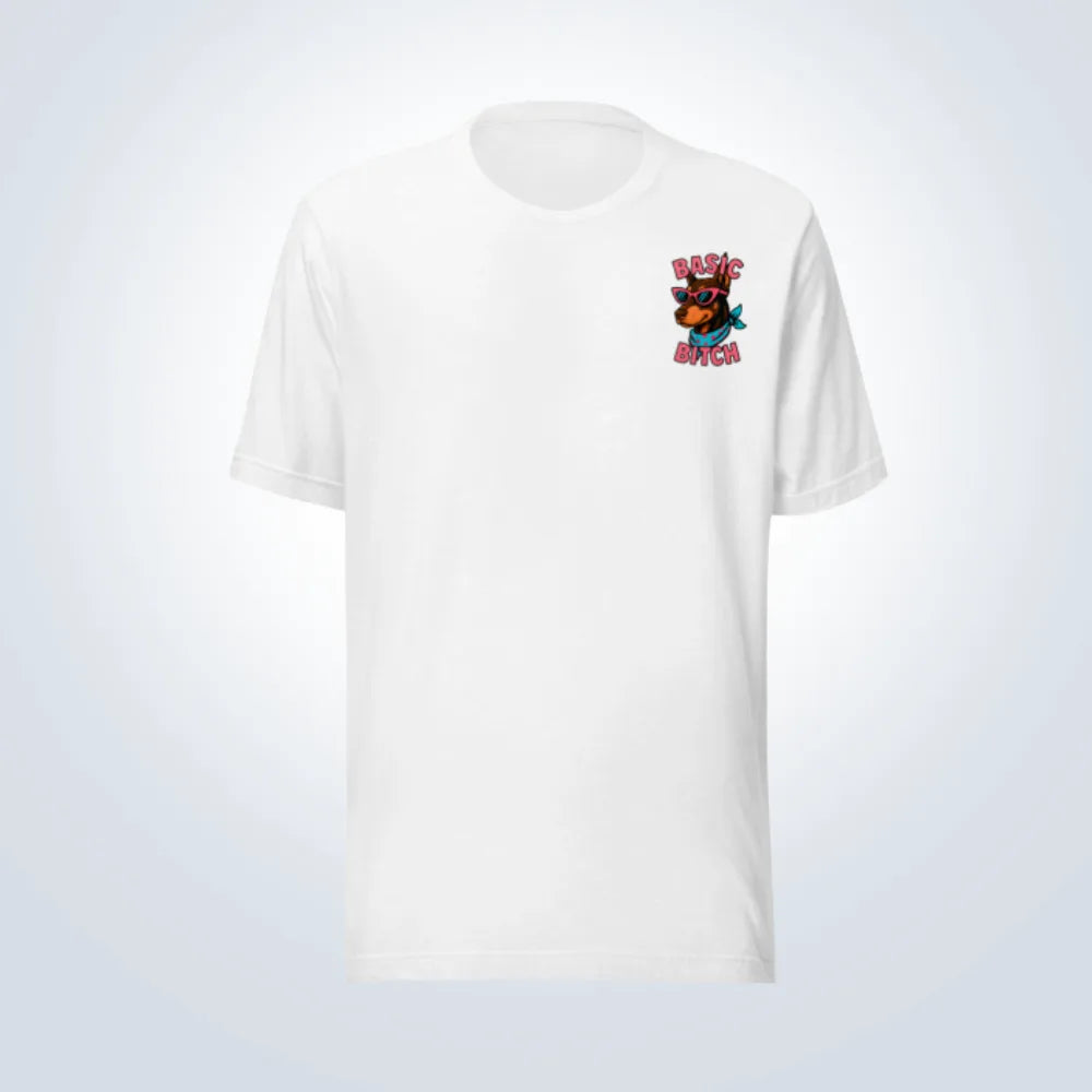 Basic Bitch Doberman T-Shirt – White – Front View