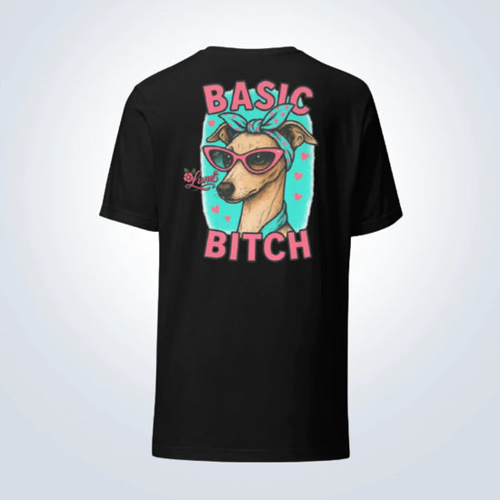 Basic Bitch Italian Greyhound Personalised T-Shirt – Black – Back View