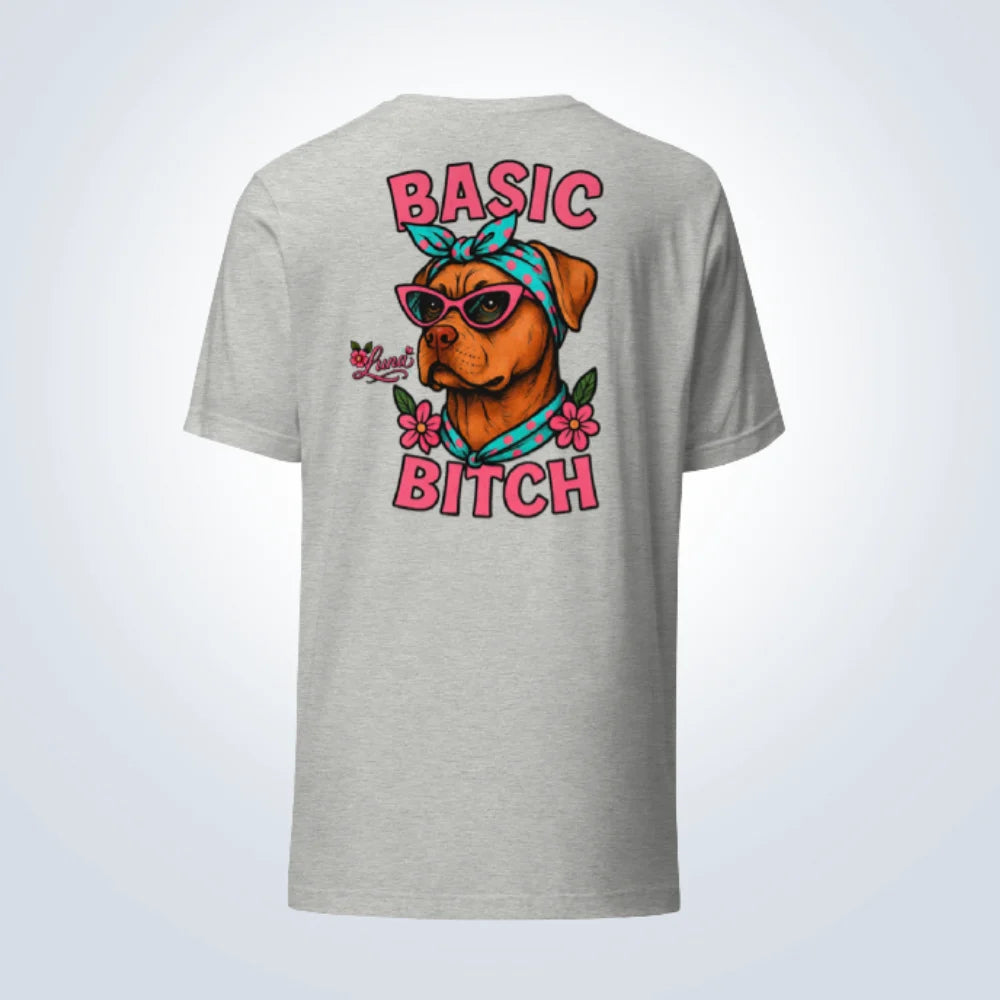 Basic Bitch Dogue de Bordeaux Personalised T-Shirt – Grey – Back View