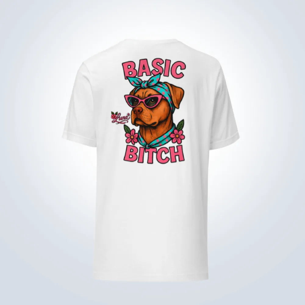 Basic Bitch Dogue de Bordeaux Personalised T-Shirt – White – Back View