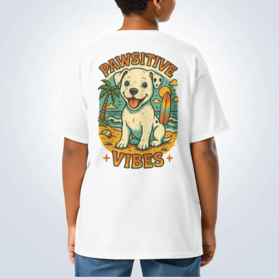 Pawsitive Vibes Pitbull T-Shirt – White – Back View