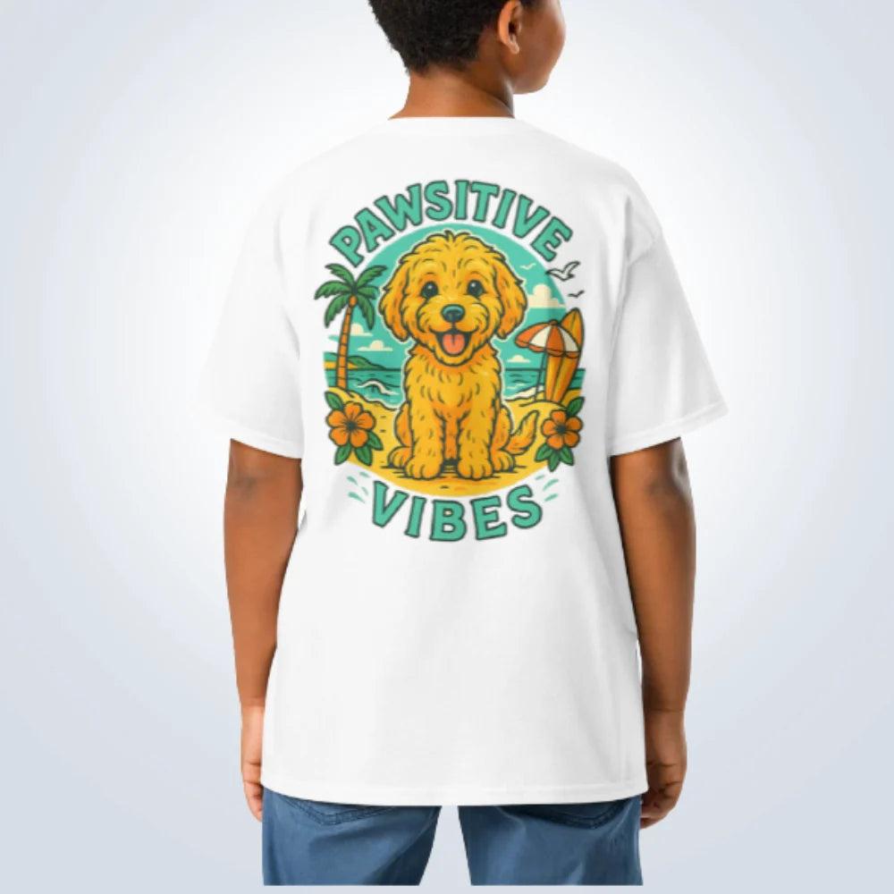 Pawsitive Vibes Groodle T-Shirt – White – Back View